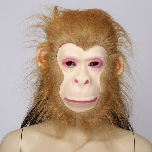 Costume Realistic Fur Mane Latex Mask Creepy Animal Monkey Ape Full Face