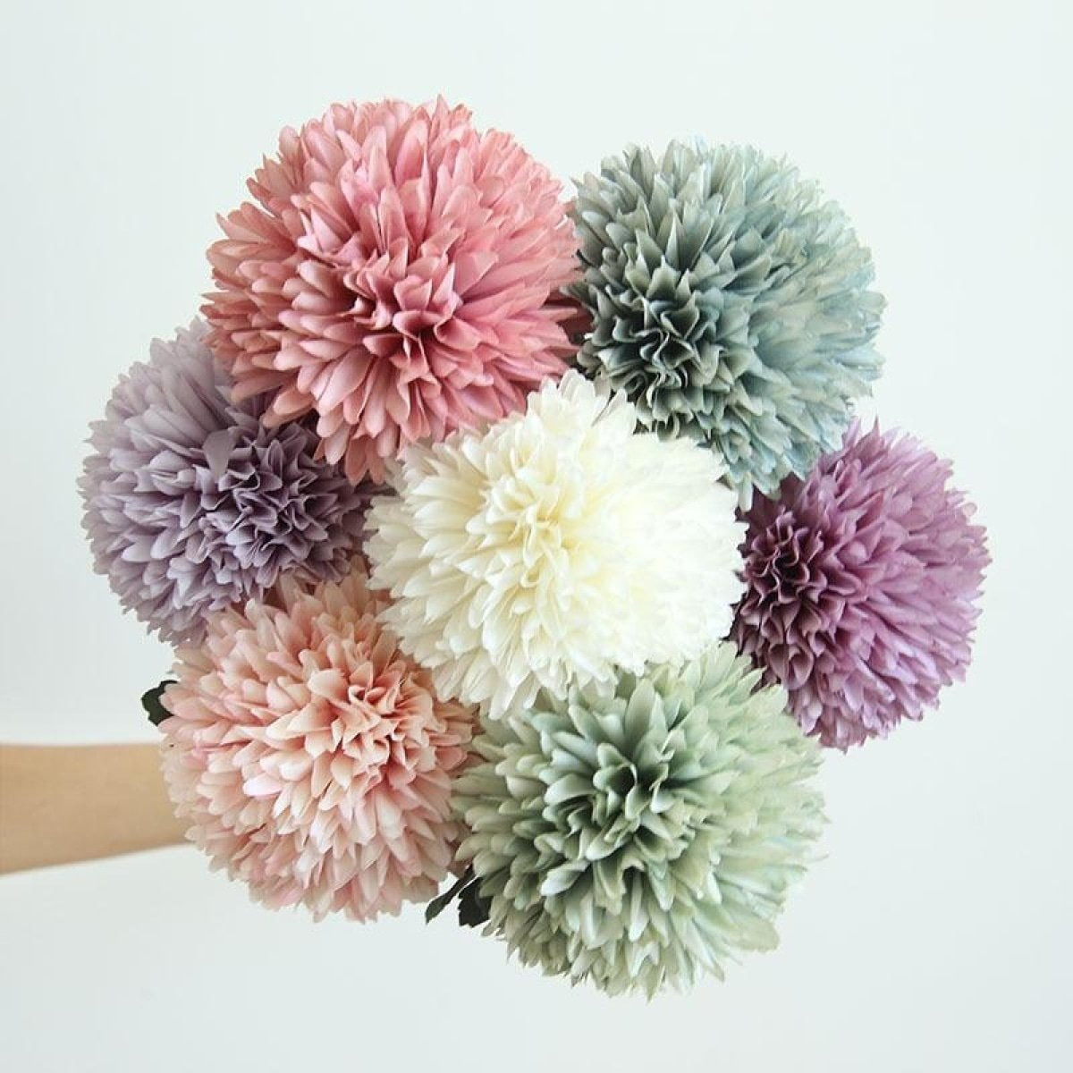 Artificial Flowers Pompom Fake Flowers Silk White Pink Flower Ball Wedding Party  | Asia Sell | Blue Pompon