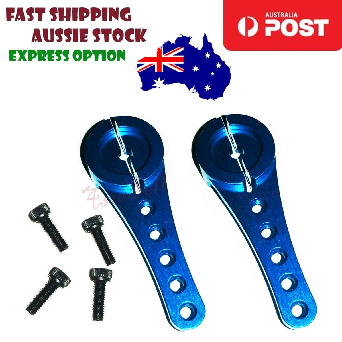 BLUE GOLD RC Steering Servo Horn Arm 25T Teeth Long 1/10 1/8 1/5 Nitro Power Car | Asia Sell | 2pcs Black with Hex