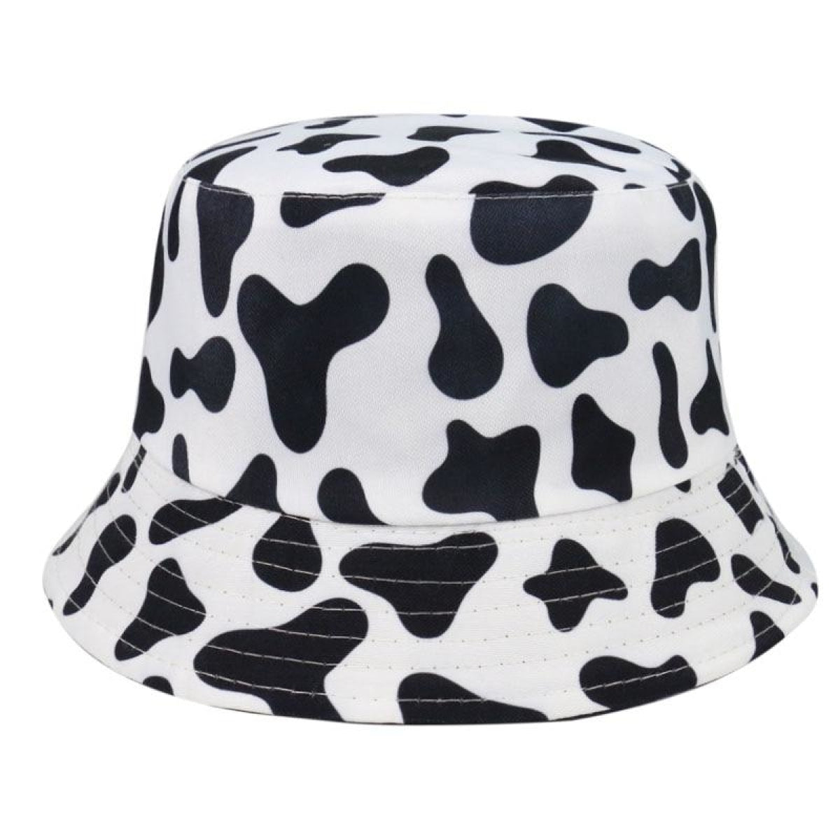 Reversible Black White Cow Pattern Colourful Checkerboard Bucket Hats Fisherman Caps For Women Men