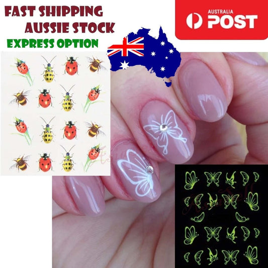Butterfly Insect Glowing Nail Art Glitter Luminous Stickers Manicure Tips | Butterflies Luminous | Asia Sell