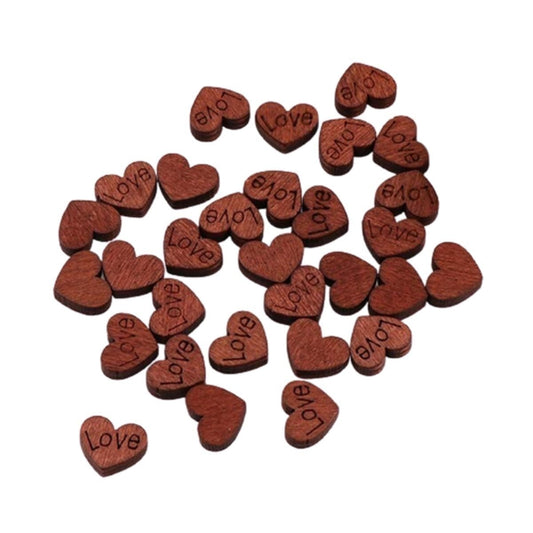 Dark Brown 10X12Mm Wooden Love Hearts Confetti Table Decoration Wood Scatter Wedding Toys And