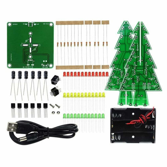 3D Christmas Tree LED DIY Kit Red Green Yellow RGB LED Flash Circuit Kit Electronic Fun Suite | Asia Sell