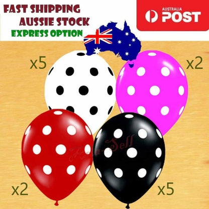 Dot Balloons Patterned Pink Blue White Spots Birthday Party Dots Balloon | Asia Sell  -  14pcs W,P,R,B