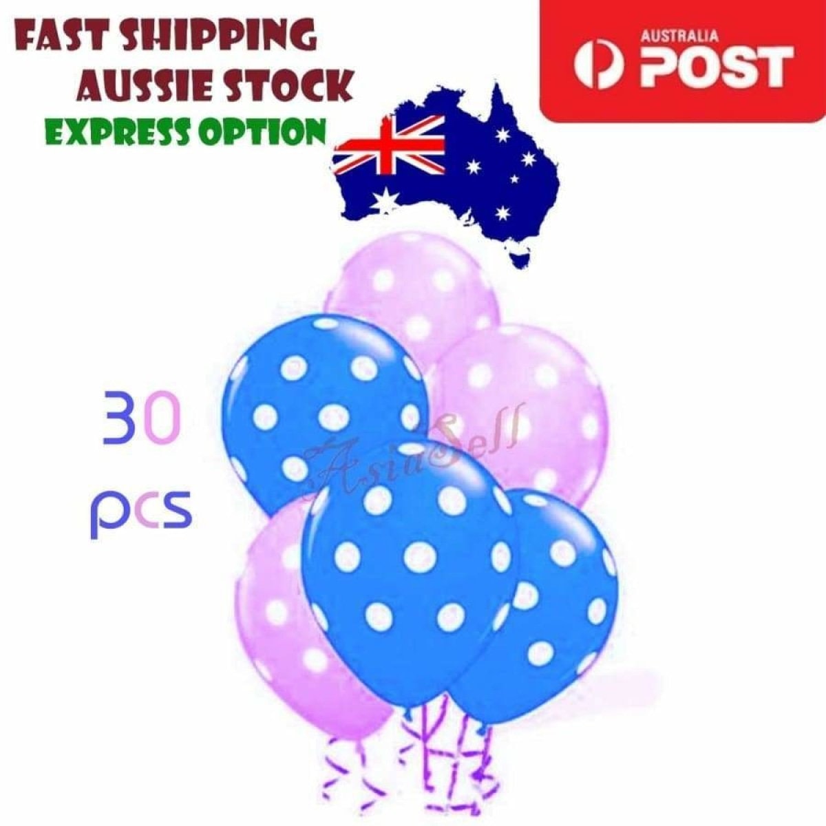Dot Balloons Patterned Pink Blue White Spots Birthday Party Dots Balloon | Asia Sell  -  30pcs Blue&W, P&W