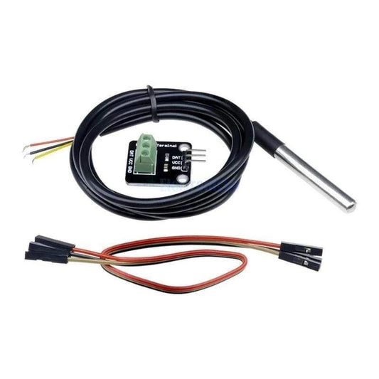 DS18B20 Temperature Sensor Module Kit Waterproof 100CM Digital Sensor Cable Stainless Steel Probe Terminal Adapter| Asia Sell
