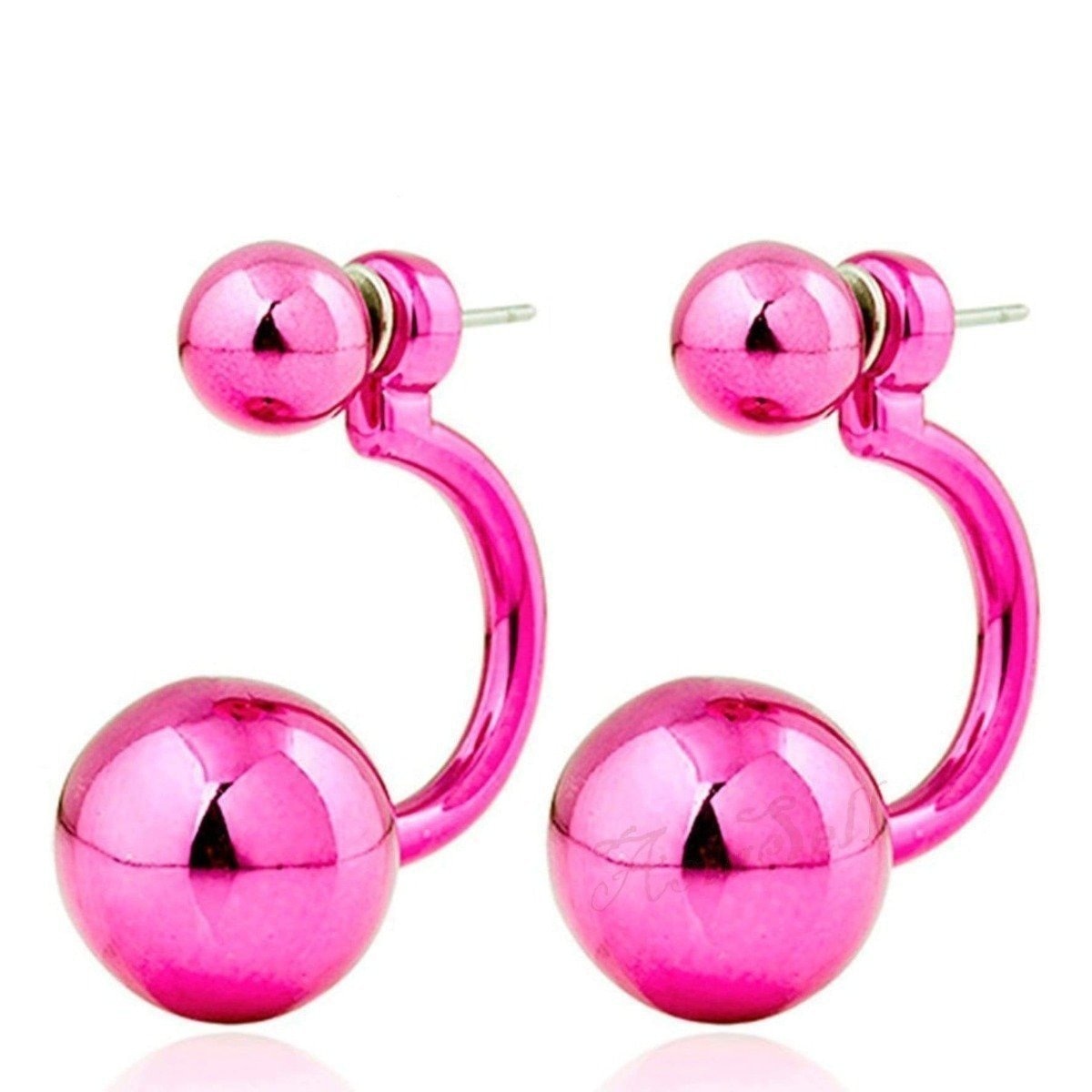Gorgeous Round Double Earrings Womens Lovely Charm Ball Stud Earring Beautiful