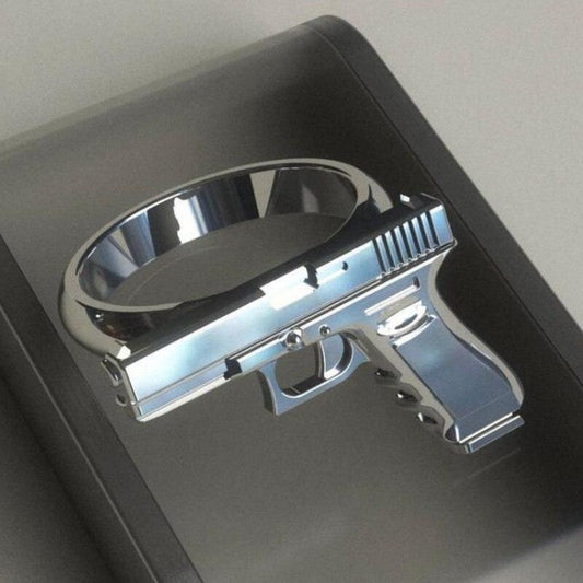 Handgun Ring Size 10 Silver Colour Zinc Alloy Rings