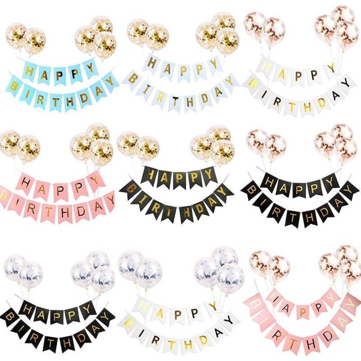 Happy Birthday Balloon Banner Set Confetti Balloons Party Decorations Boy Girl | A | Asia Sell