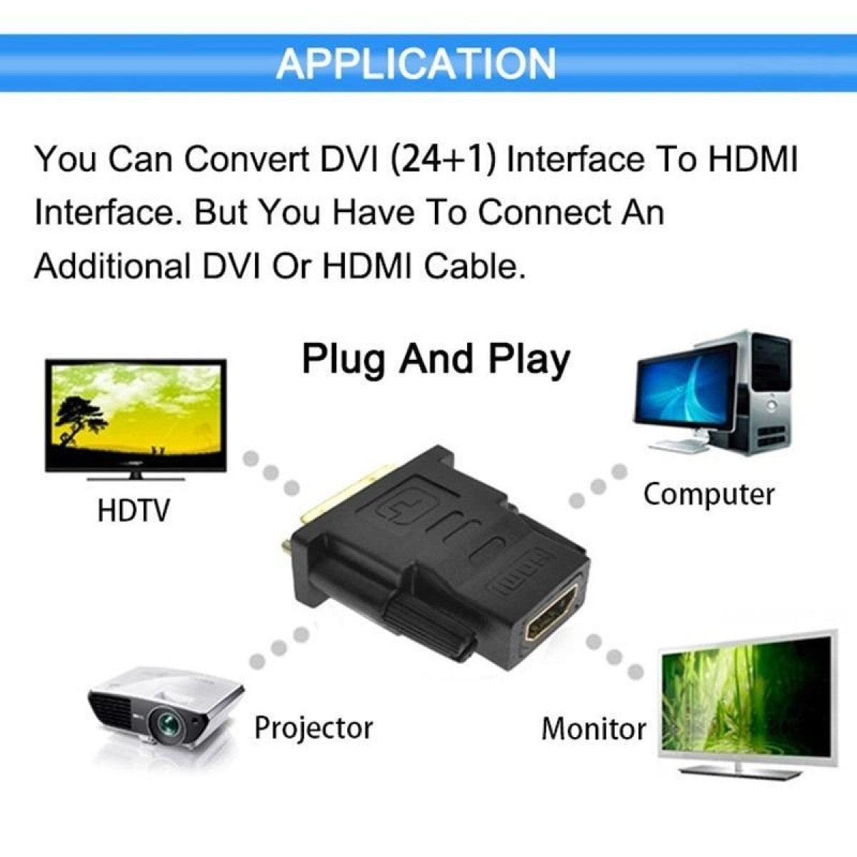 HDMI to DVI Cable 24+1 Pin Adaptor 4K Bi-Directional Male to HDMI Male Converter | Asia Sell