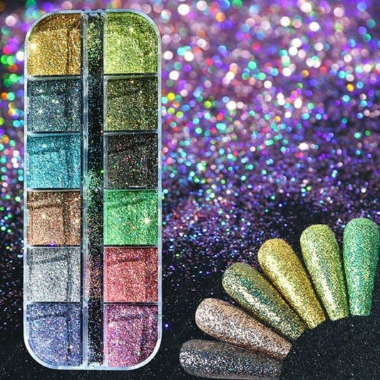 Holographic Glitter Nail Paillette Slices Art Sequins Flakes - Tube Cuts
