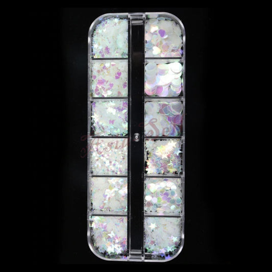 Holographic Mixed Frosted Nail Paillette Slices Art Sequins Flakes - Tube Cuts