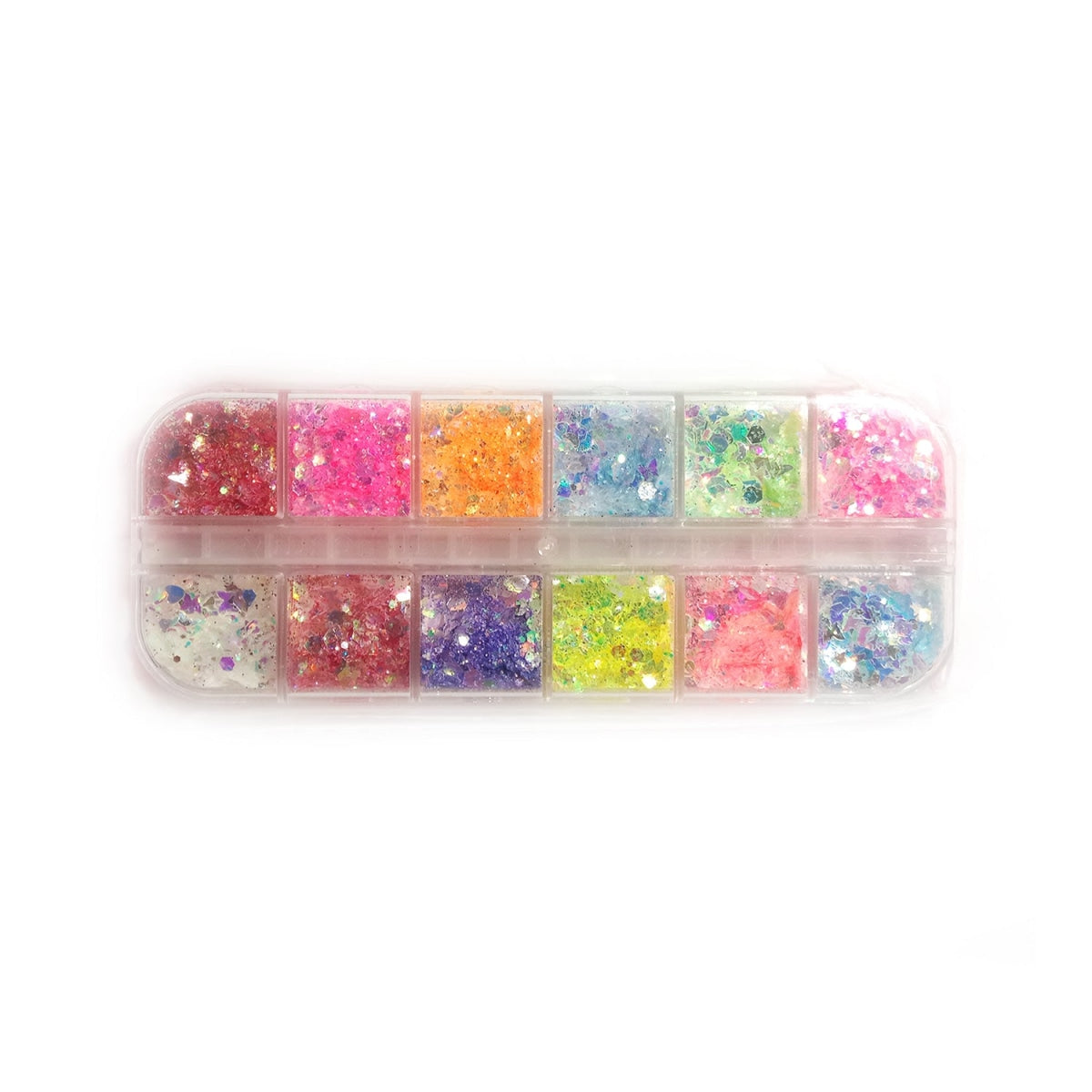 Holographic Nail Paillette Fruit Heart Butterfly Mirror Slices Art Sequins Flakes Hexagons - Tube