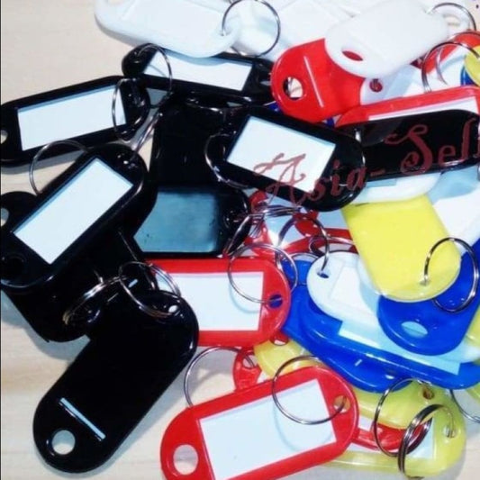 20 Plastic Key Tags Ring Keytags Name Card Phone Number Label Keychains Keyrings | Asia Sell