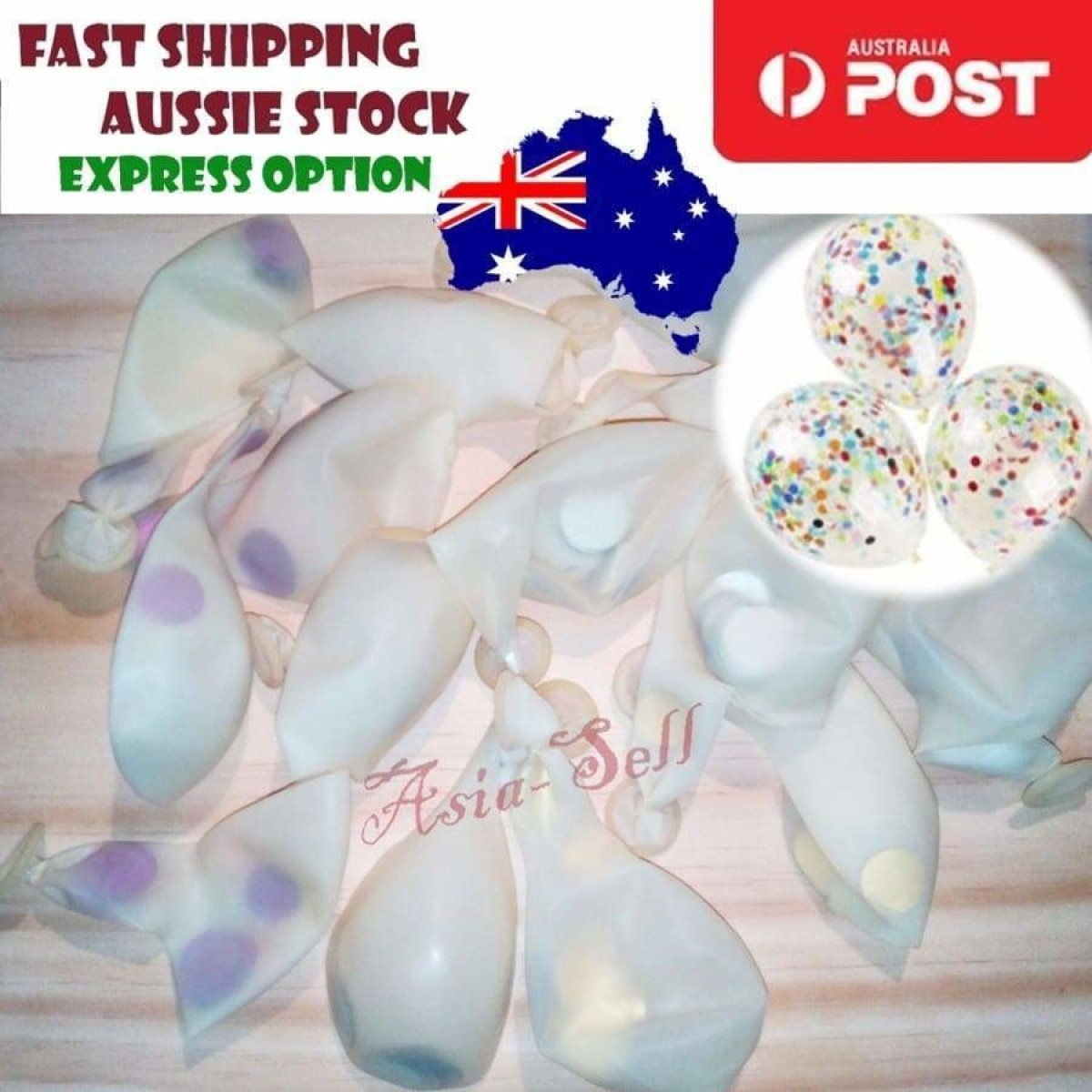 Large 30cm Clear Balloons Purple Silver Gold Confetti Circles Stars Birthday | Asia Sell