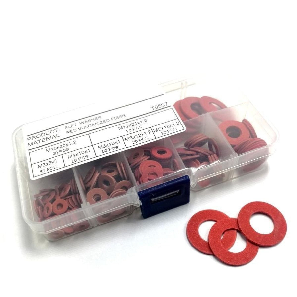 M3-M12 Red Vulcanized Fiber Washer Kit 230pcs Insulation Gasket Washers T0507 Set