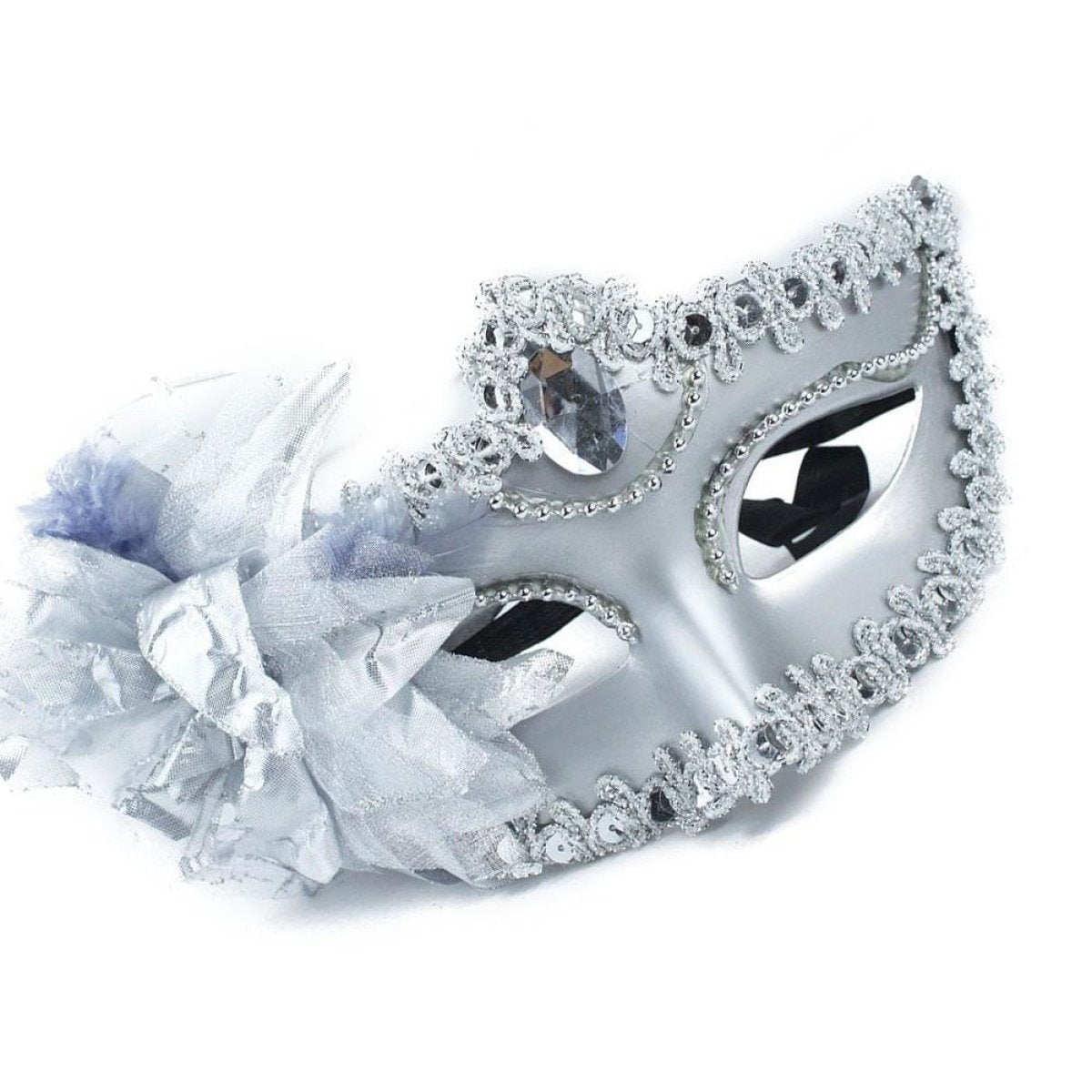 Masquerade Diamond Venetian Mask Venice Feather Wedding Carnival Party Costume | Silver | Asia Sell
