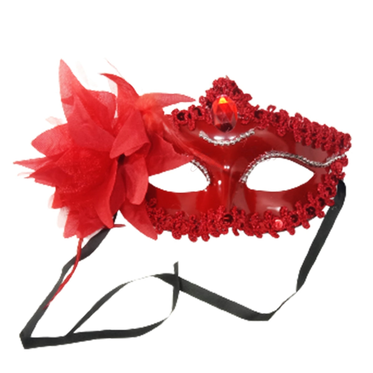 Masquerade Diamond Venetian Mask Venice Feather Wedding Carnival Party Costume Red Masks