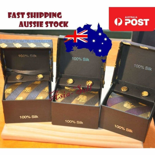 1pcs Men's Silk Tie Novelty Elephants Gold & Blue Black Purple Brooch Lapel Pins | Asia Sell  -  Blue