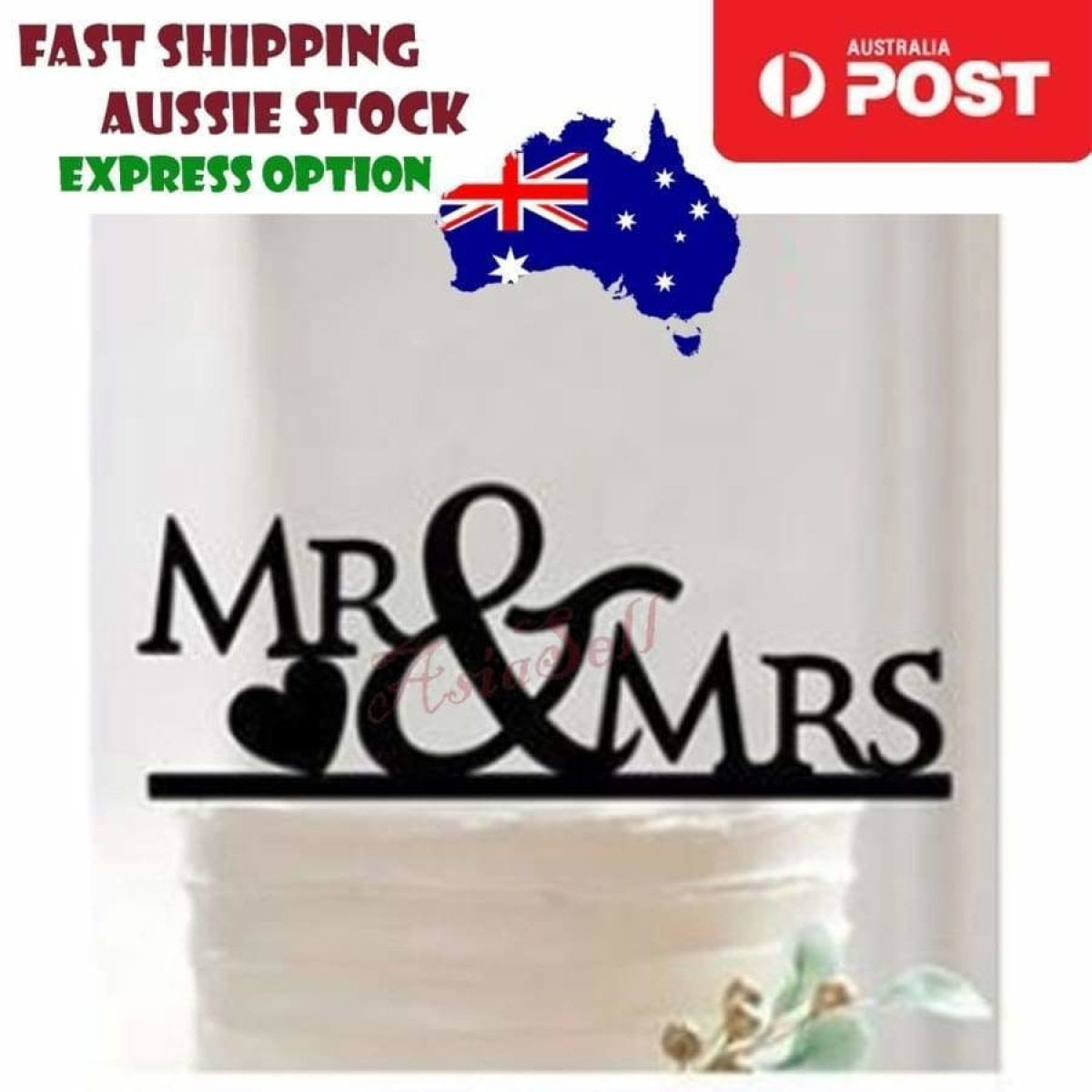 Mr & Mrs Bride & Groom Wedding Cake Topper Table Decoration Black 6.5cm Height | Asia Sell
