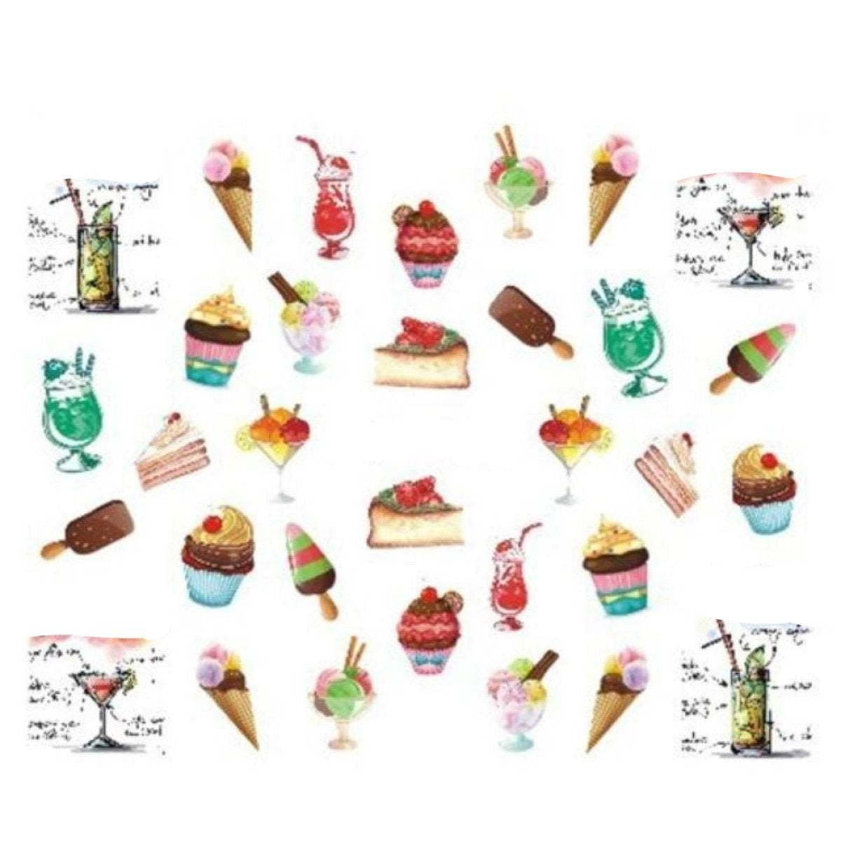 Nail Art Sticker Slider Ice Cream Drink Fruit For Diy - Stz482 Sheet