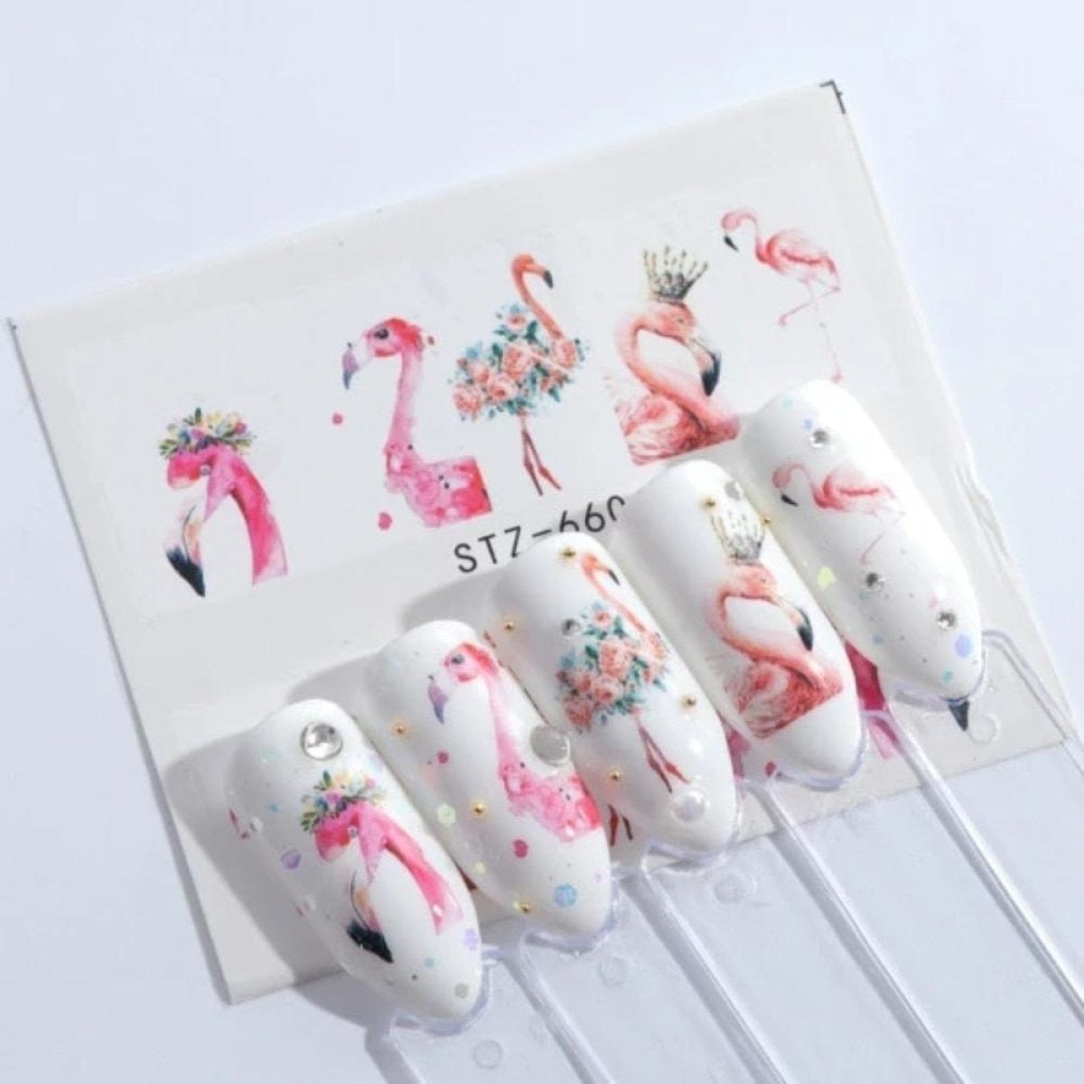 Nail Stickers Water Transfer Flamingo Animal Designs Art Slider - Stz660 Sheet
