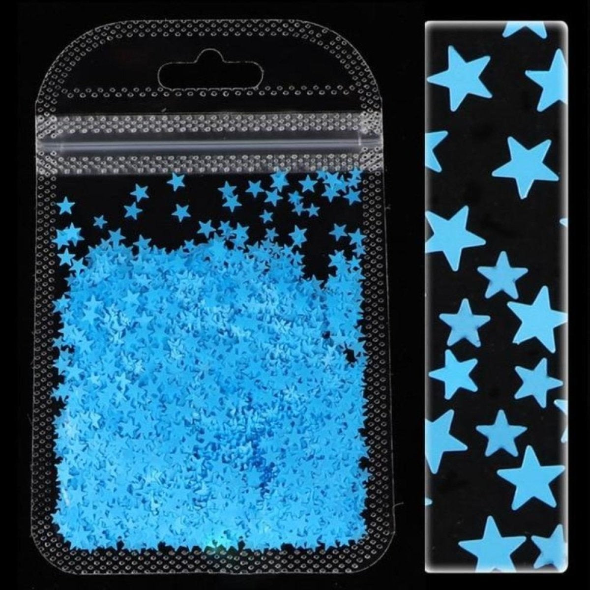 Neon Nail Art Glitter Fluorescent Star Sequins Flakes Shining Acrylic Gel Nails Blue -