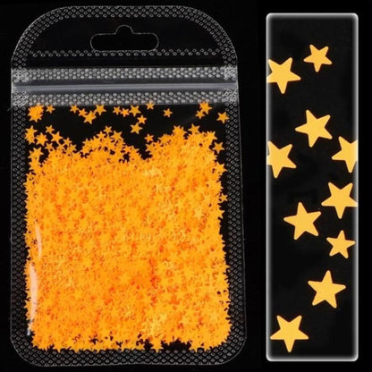 Neon Nail Art Glitter Fluorescent Star Sequins Flakes Shining Acrylic Gel Nails Orange -