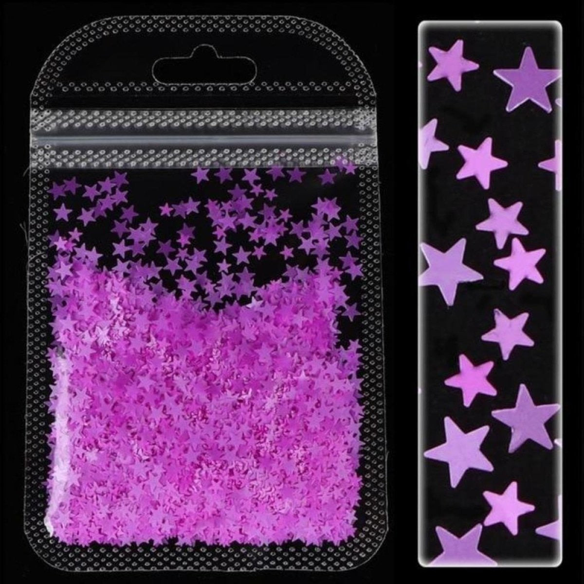 Neon Nail Art Glitter Fluorescent Star Sequins Flakes Shining Acrylic Gel Nails Purple -