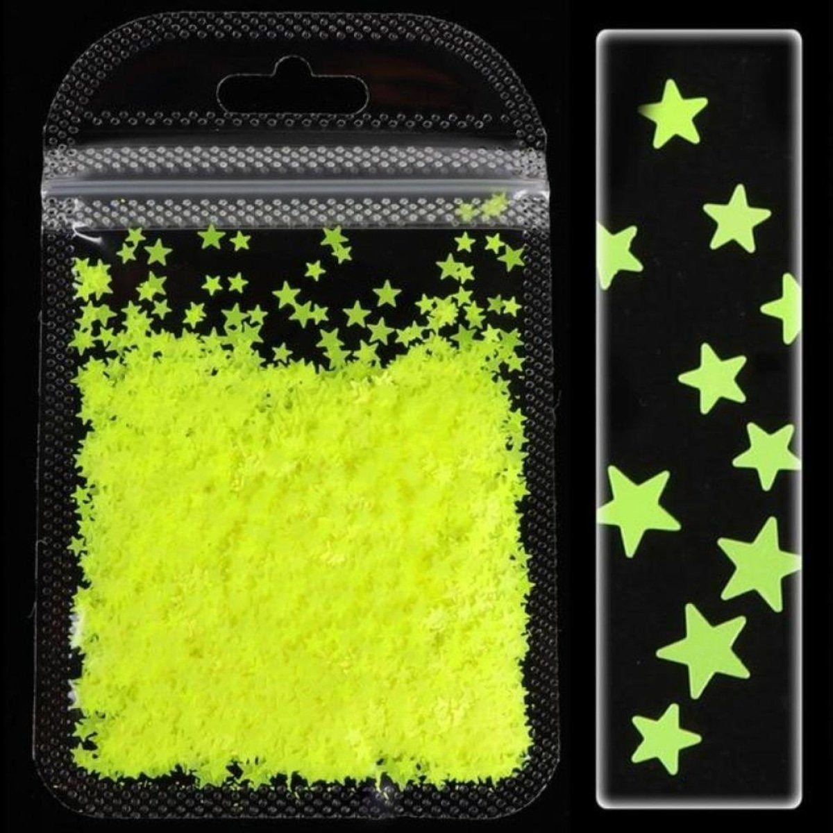 Neon Nail Art Glitter Fluorescent Star Sequins Flakes Shining Acrylic Gel Nails Yellow -