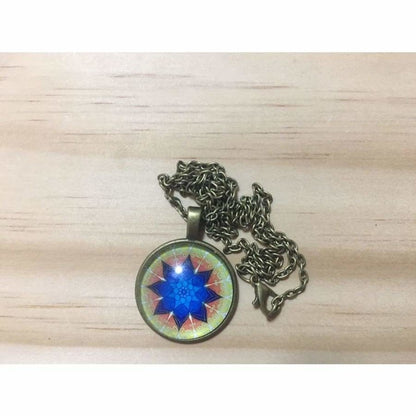 OM Hindu Symbol Necklace Spiritual Mandala Glass Gem Hollow Moon Pendant Choker | Asia Sell  -  I Gold Mandala