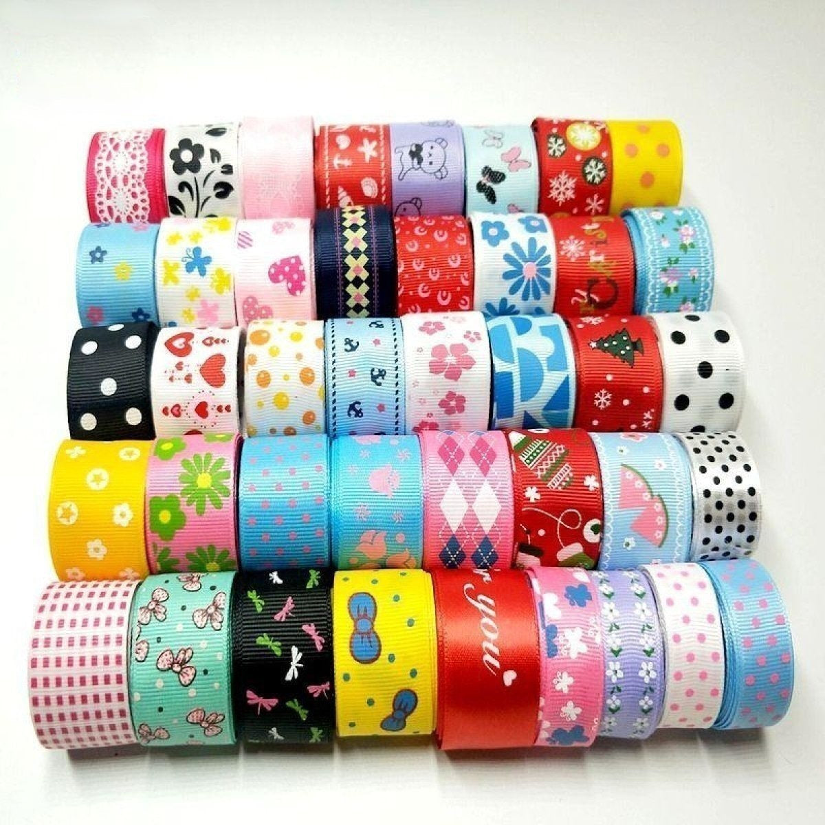 Ribbon Colourful Mixed Printed Satin Grosgrain Ribbons Hairband Diy Sewing Accessory Gift Wrap For