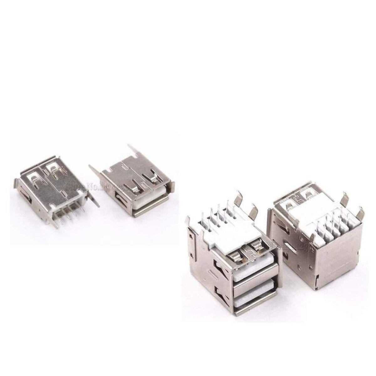 Single/double Usb Type A Female Solder Jack Connectors Pcb Usb-A 90/180 Degree Adaptors