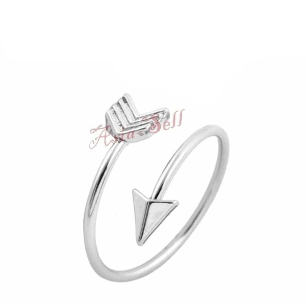 Size 6.5 Silver Colour Arrow Womens Ring Fashion Adjustable Wedding Gift Jewelry Rings