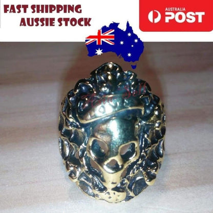 Skull Ring Rings Gold Black Silver Size 6 7 8 9 10 11 | Asia Sell  -  Gold Size 10.5 (code AJ)