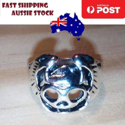 Skull Ring Rings Gold Black Silver Size 6 7 8 9 10 11 | Asia Sell  -  Silver Size 7.5 (code Q)
