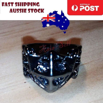 Skull Ring Rings Gold Black Silver Size 6 7 8 9 10 11 | Asia Sell  -  Black Size 8 (code AA)