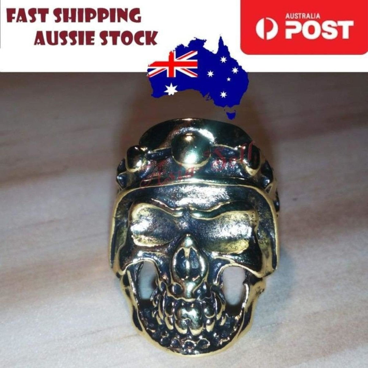 Skull Ring Rings Gold Black Silver Size 6 7 8 9 10 11 | Asia Sell  -  Gold Size 8 (code AK)