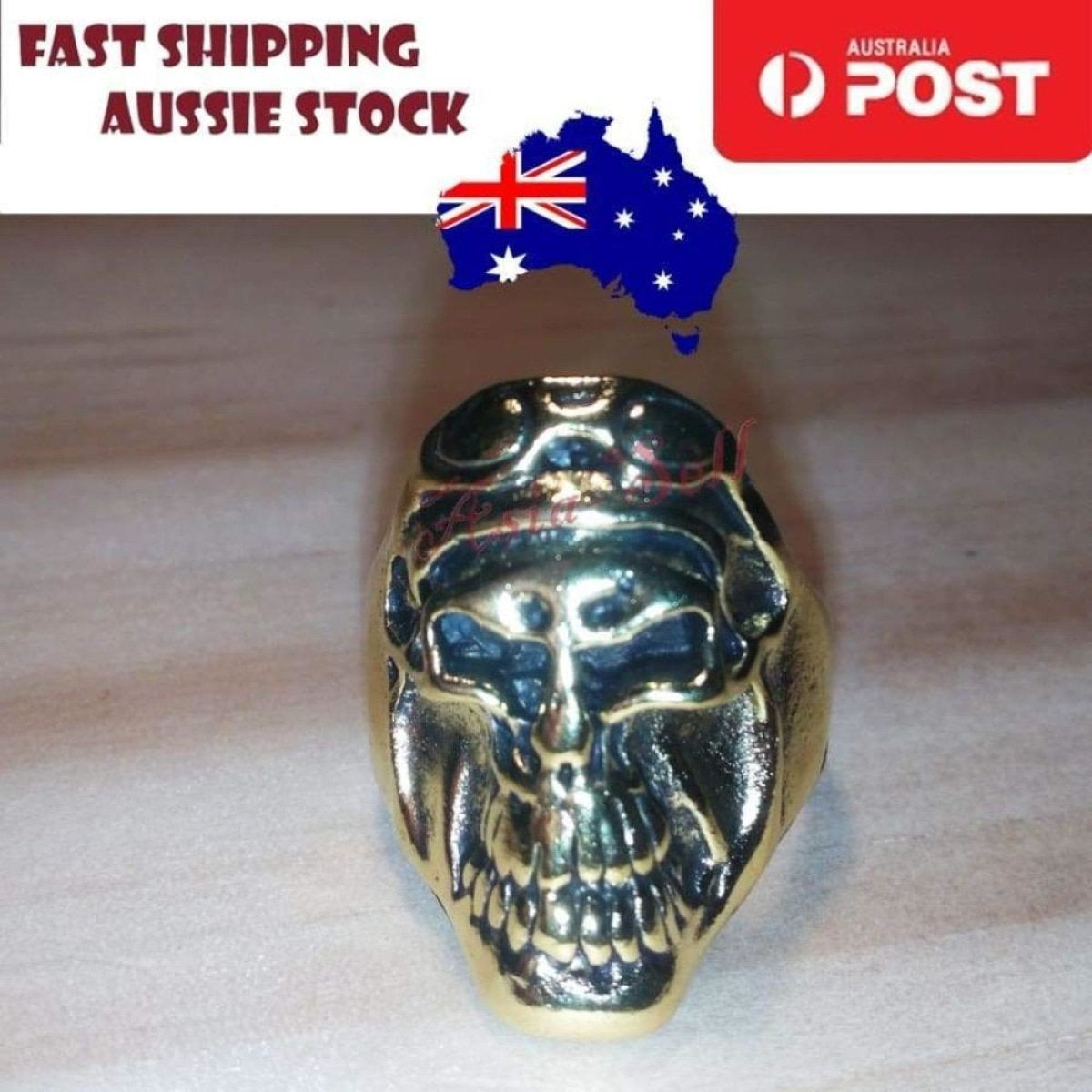 Skull Ring Rings Gold Black Silver Size 6 7 8 9 10 11 | Asia Sell  -  Gold Size 8 (code AU)