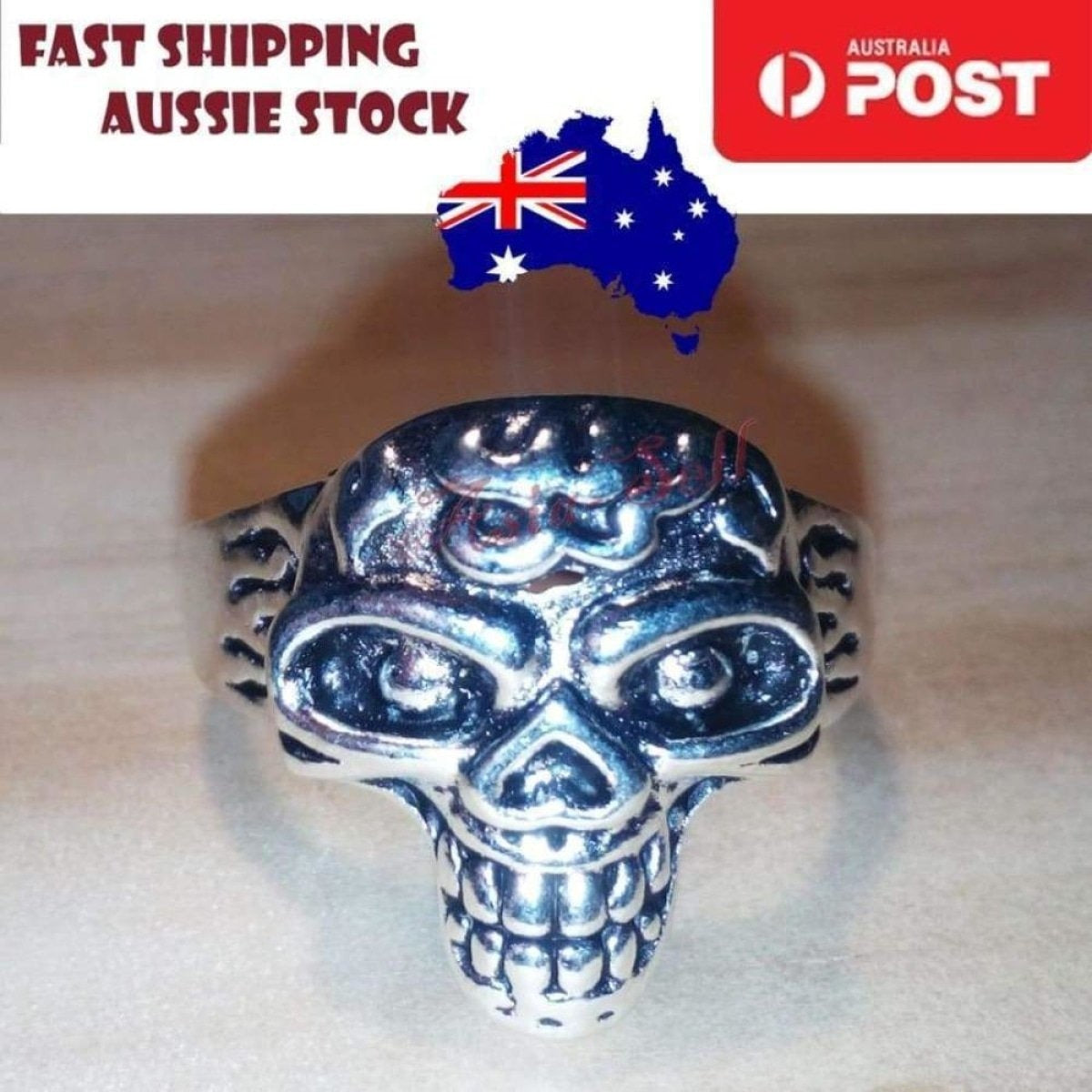 Skull Ring Rings Gold Black Silver Size 6 7 8 9 10 11 | Asia Sell  -  Silver Size 9 (code H)