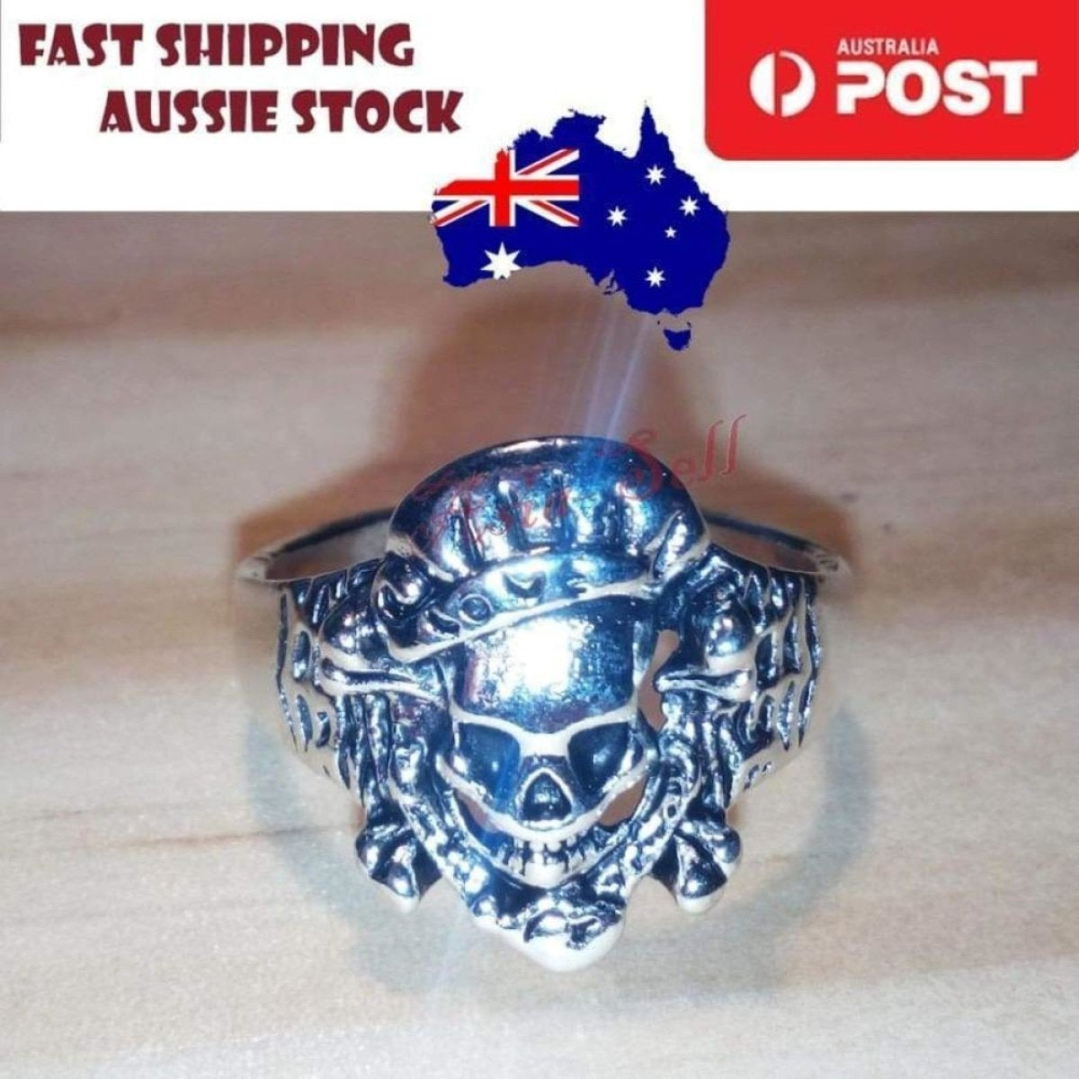 Skull Ring Rings Gold Black Silver Size 6 7 8 9 10 11 | Asia Sell  -  Silver Size 9 (code I)