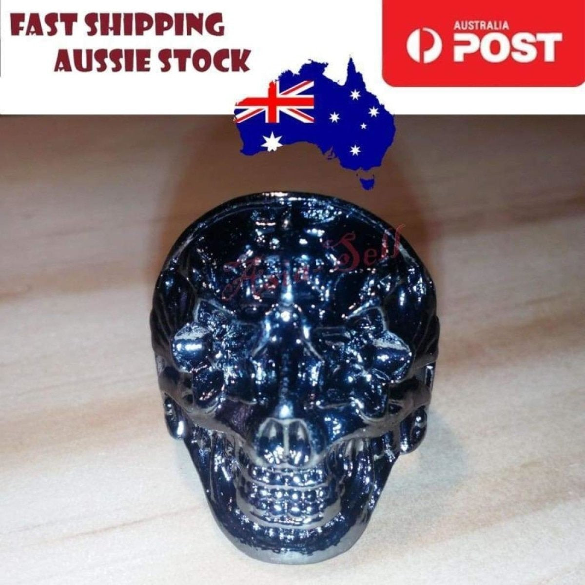 Skull Ring Rings Gold Black Silver Size 6 7 8 9 10 11 | Asia Sell  -  Black Size 10 (code R)