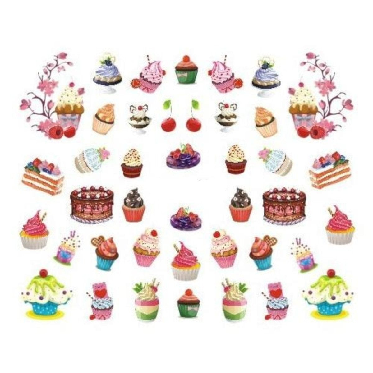 Strawberry Summer Cake & Fruit Stickers For Nails Nail Manicure Art Stz-477 - Sheet