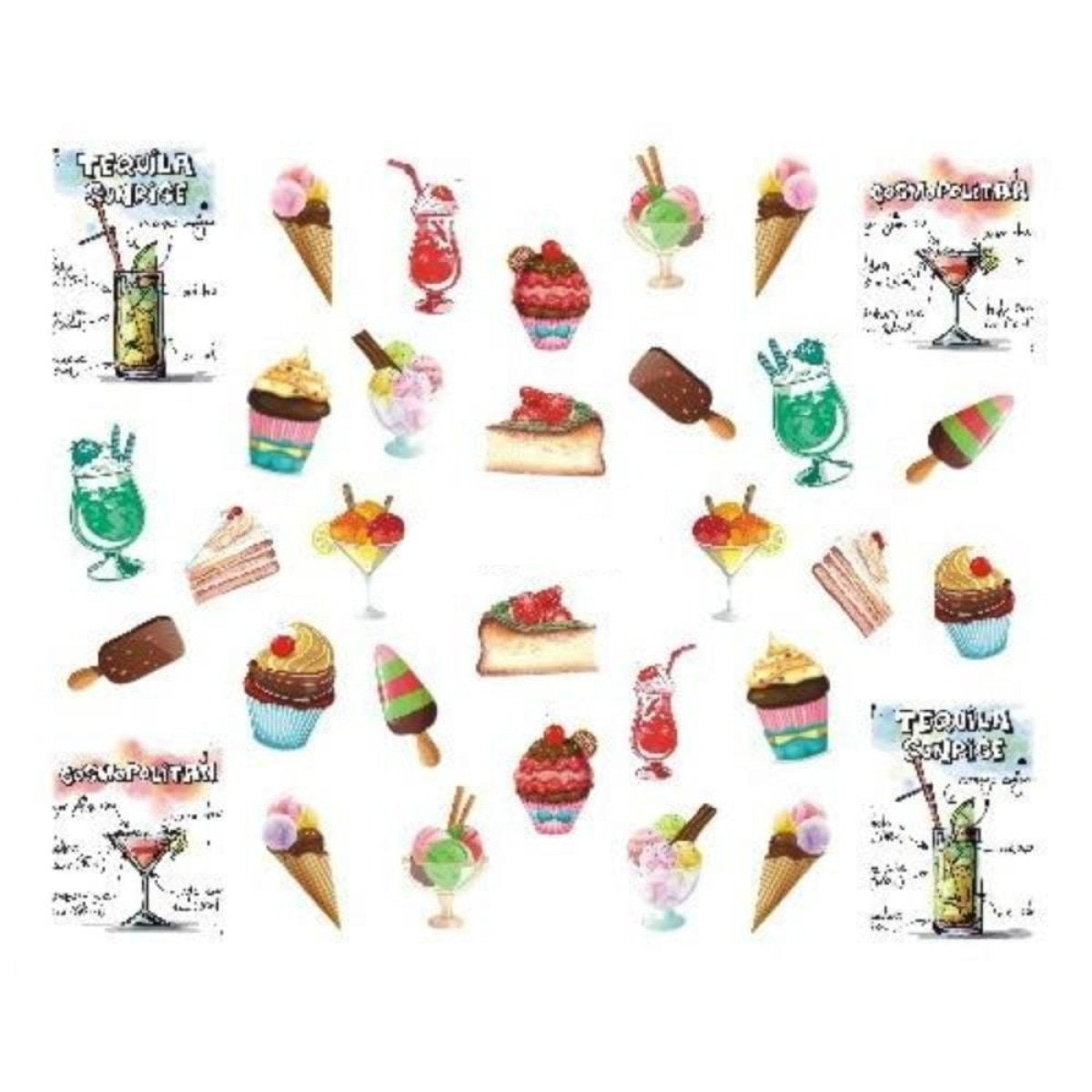 Strawberry Summer Cake & Fruit Stickers For Nails Nail Manicure Art Stz-482 - Sheet