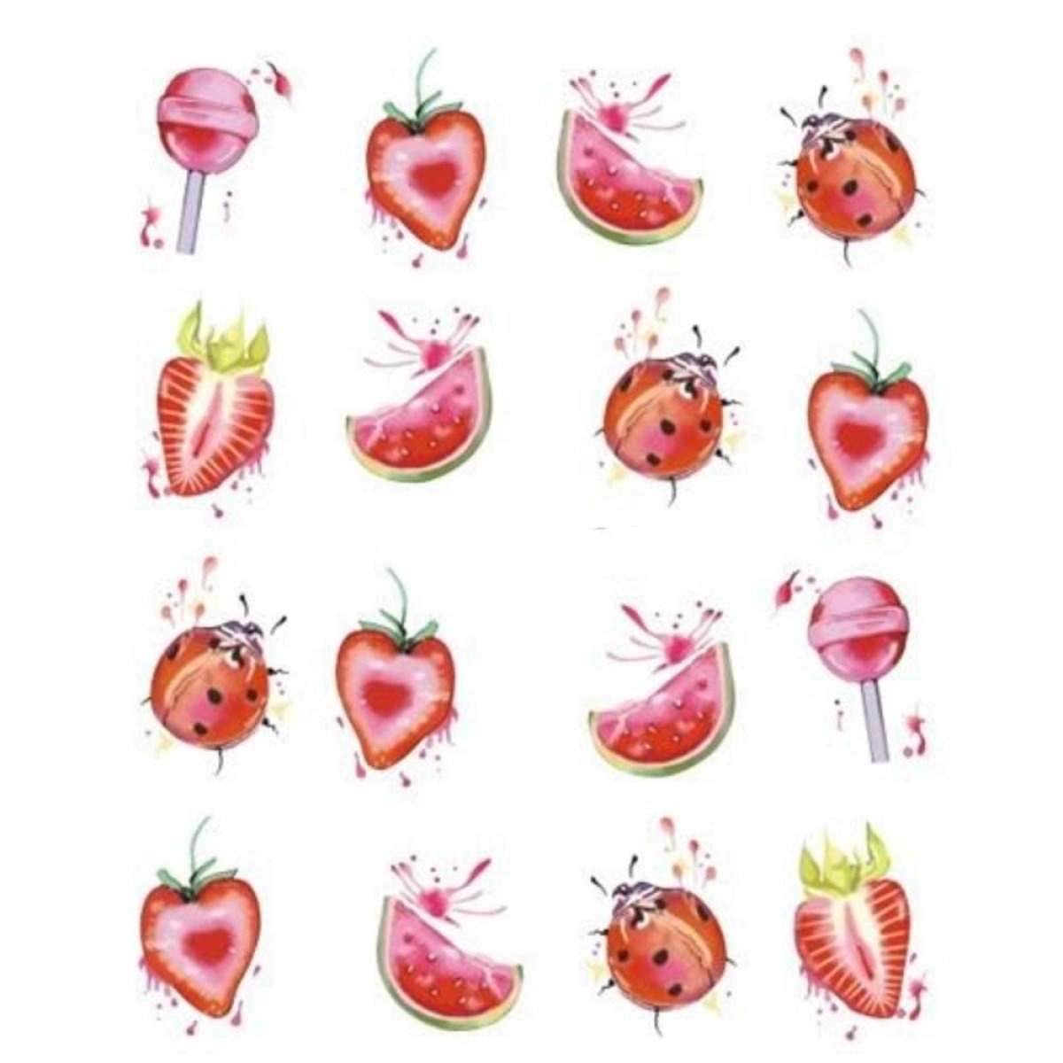 Strawberry Summer Cake & Fruit Stickers For Nails Nail Manicure Art Stz-489 - Sheet