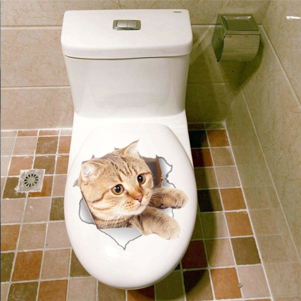 Toilet Seat Lid Sticker Cat Dog Kitten Bathroom Decals Tiles Cats Dogs Stickers | Asia Sell  -  Cat 4