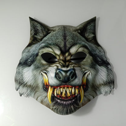 Wolf Mask Plastic With Strap Fabric Cover Bright Contrast Masks