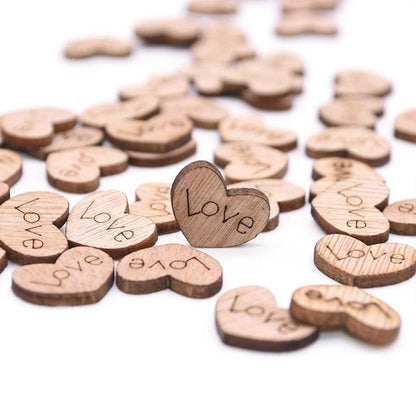 100pcs Love Heart Table Decoration Wooden Confetti Wood Table Scatter Wedding