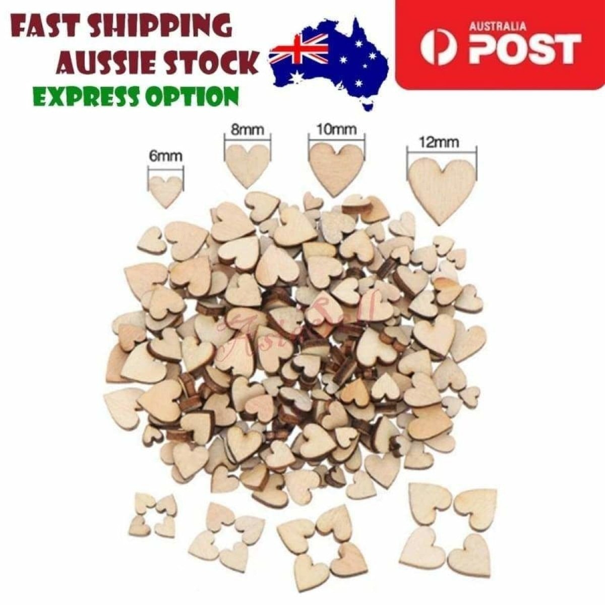 Wooden Numbers Alphabet Letters Hearts DIY Craft Wood Lettering Scrabble Charms | Asia Sell  -  100pcs Hearts 6,8,10,12mm
